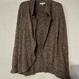 CAbi Brown Marled Open-Front Cardigan